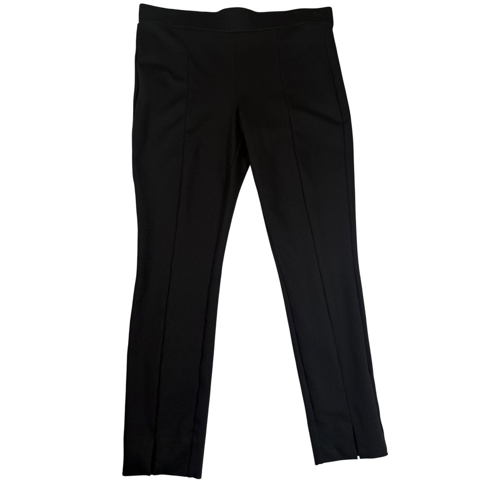 NYDJ Womens Black Lift Tuck Ponte Knit Slim Leg Pull On Pants Front Seam Size 12